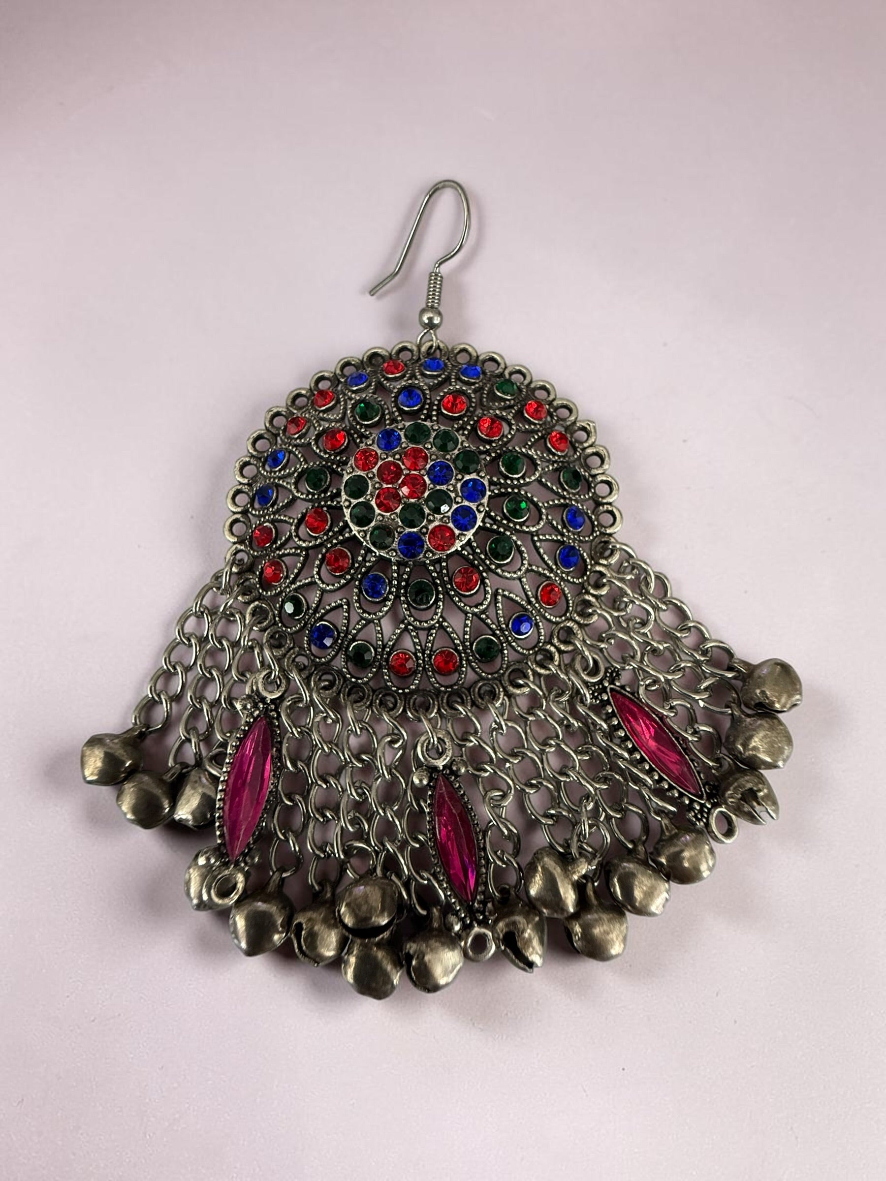 Traditional 4-Piece Afghan Jewelry Set – Handmade Tribal Statement Necklace, Earrings & Headpiece | Vintage Silver-Tone Ethnic Jewelry for Women 012