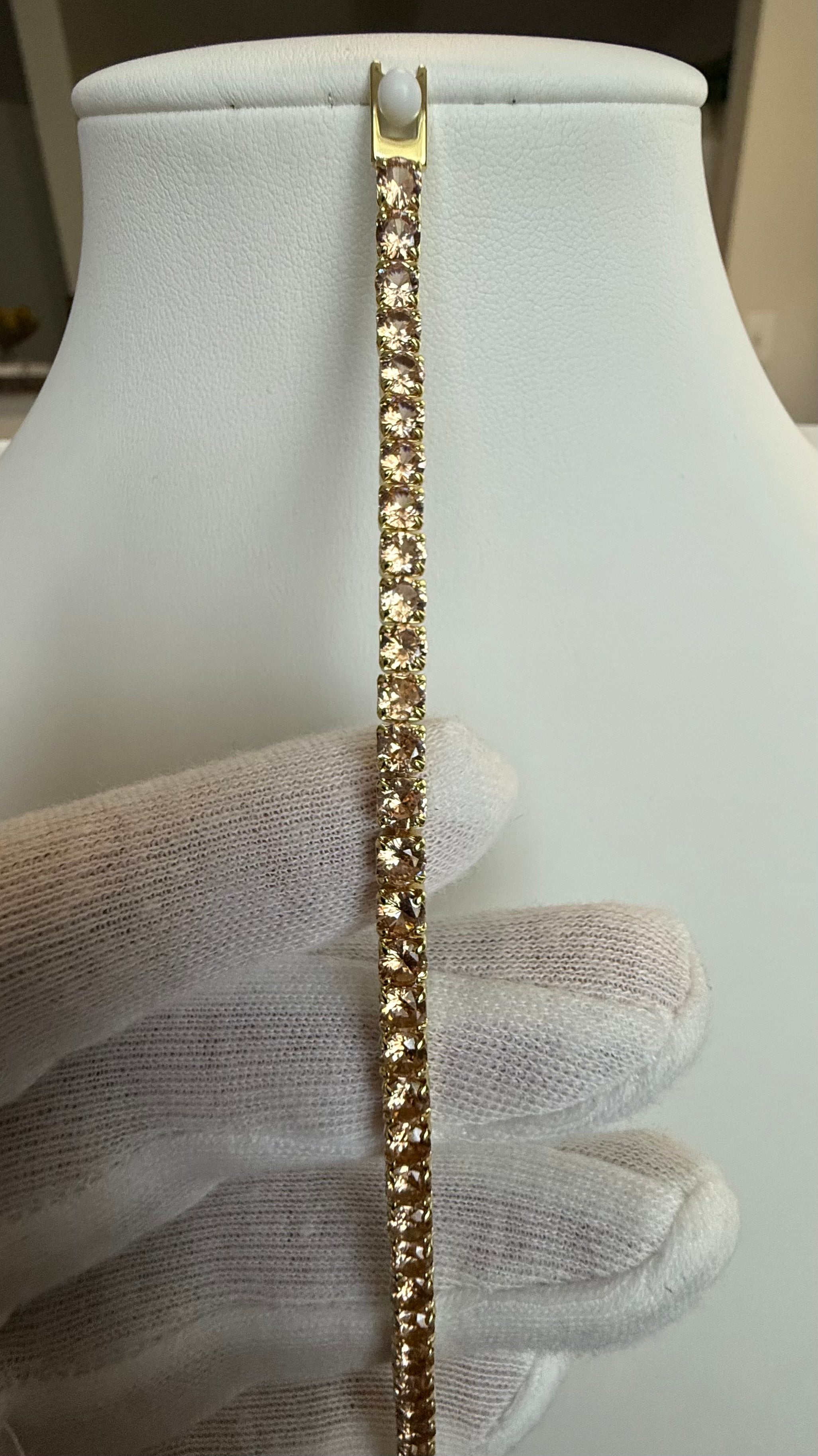 Champagne Crystal Tennis Bracelet – Gold Tone Round Cut Elegant Women’s Bracelet 7110