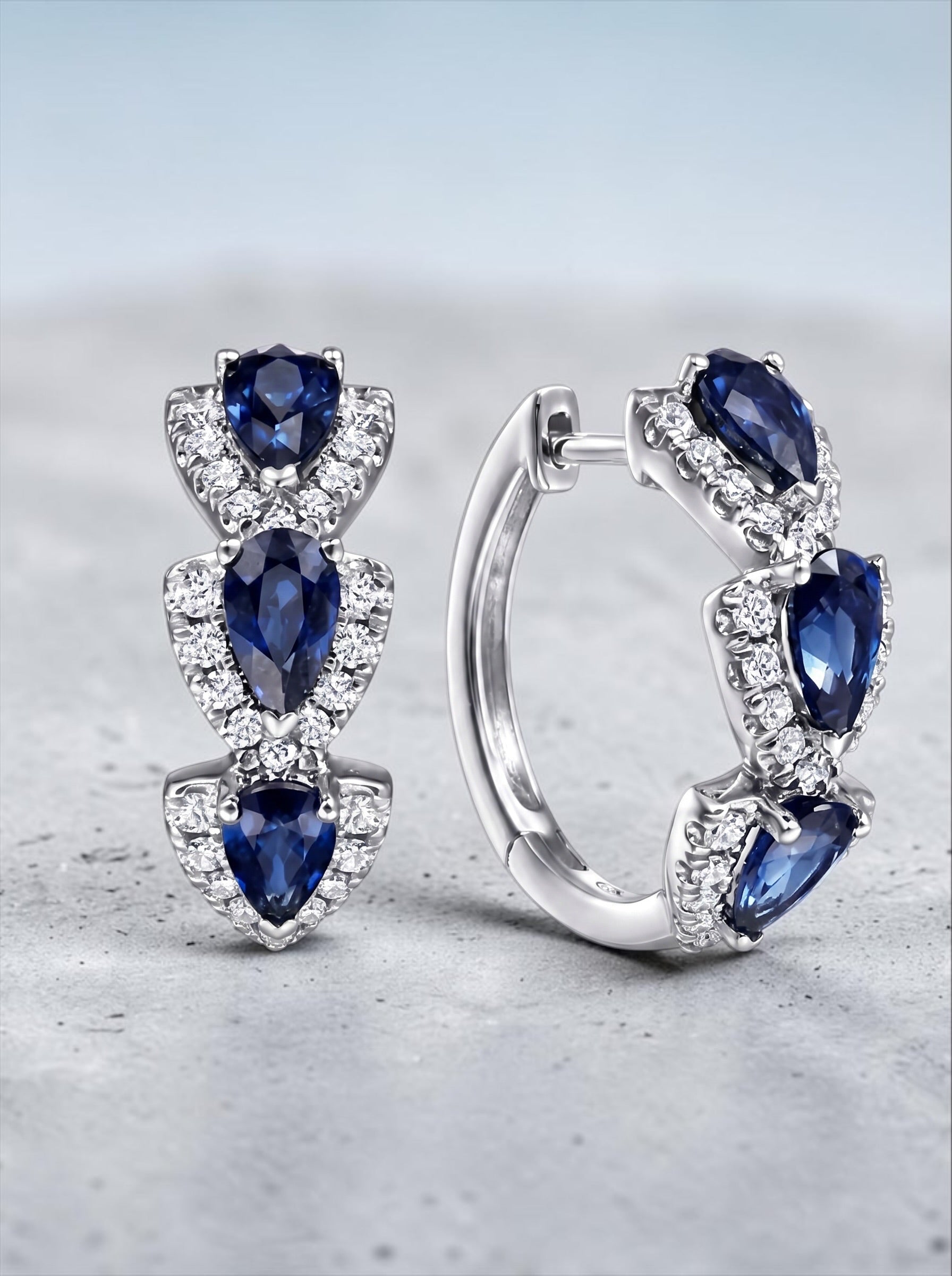 Emerald Earrings – Pear Cut Zircon Hoop Earrings for Women | Gold & Silver Plated Bridal Hoops