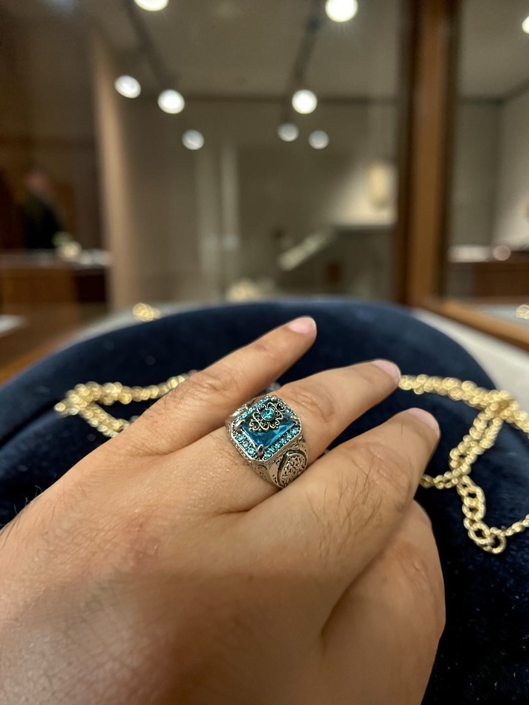 Luqmaan Jewelry Blue Stone Turkish Style Ring