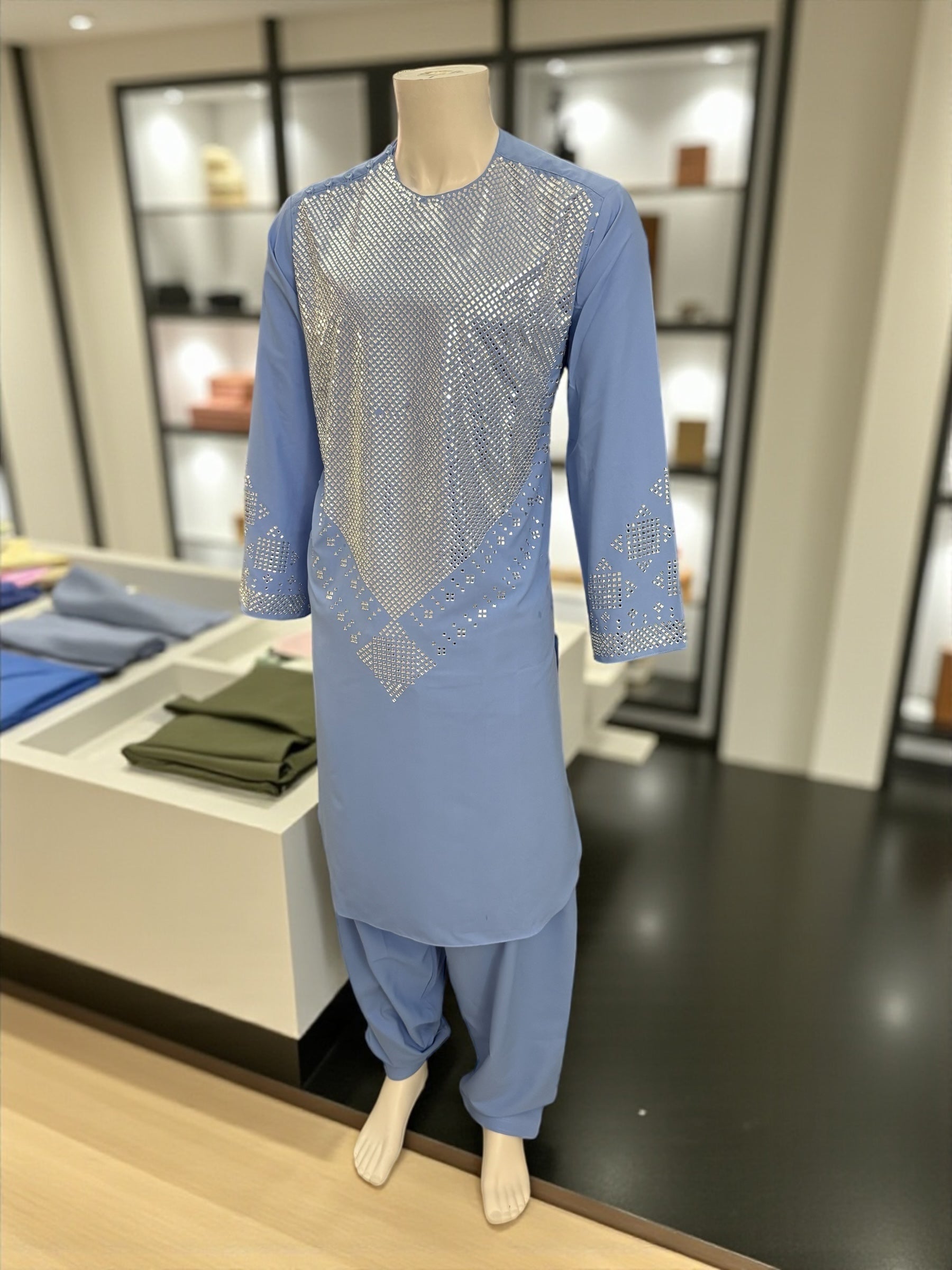 Sky Blue Parahan Tumban Set