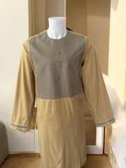 Afghan Parahan Tunban for Men – Beige Gold, XL (Defected Embroidery)