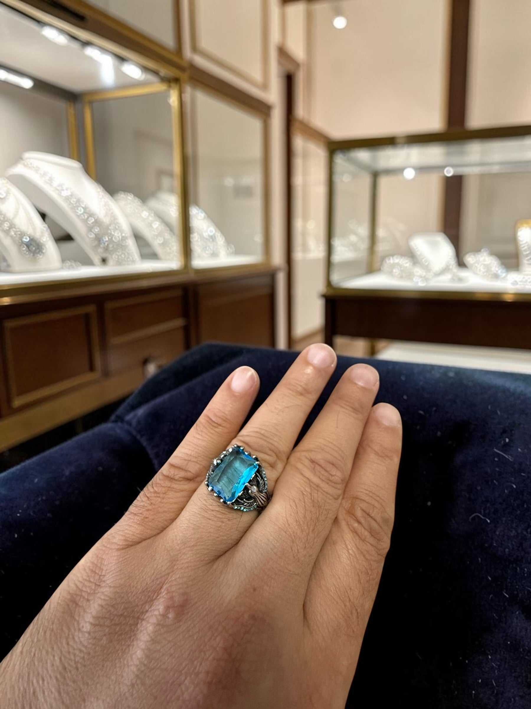 Turquoise Blue Turkish Eagle Ring – Vintage Ottoman Style Statement Ring