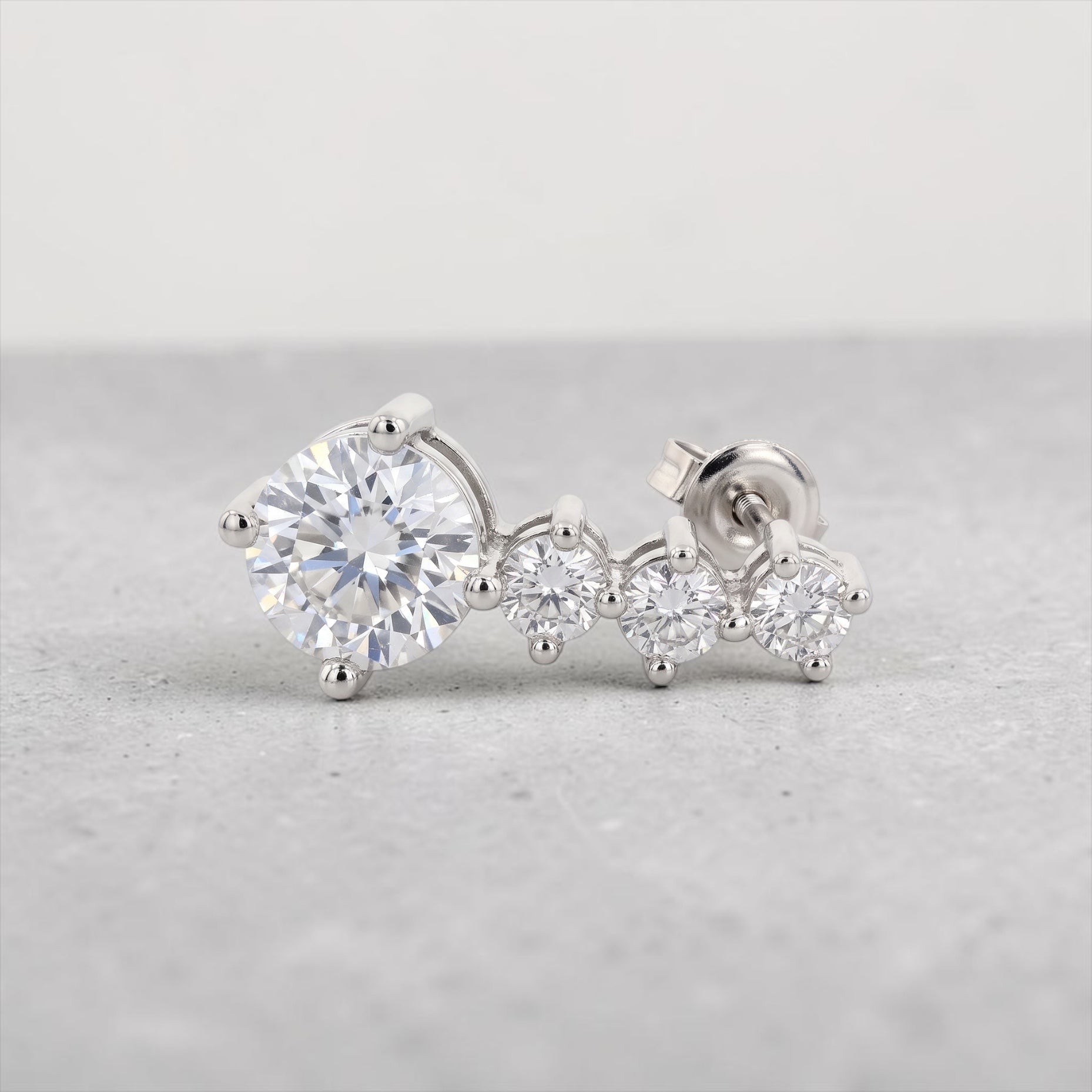 1 CT Certified Round Moissanite Four-Stone Drop Earrings – Gold or Silver, D Color VVS1