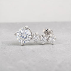1 CT Certified Round Moissanite Four-Stone Drop Earrings – Gold or Silver, D Color VVS1