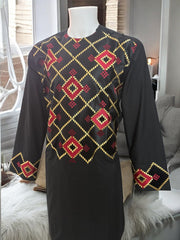 Afghan Parahan Tunban for Men Machine Embroidered Black Red Gold Traditional Wear Large