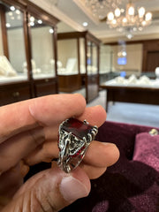 Ruby Red Turkish Eagle Ring – Ottoman Style Statement Ring