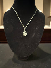 Elegant Teardrop Moissanite Pendant Necklace – Silver Tone 061