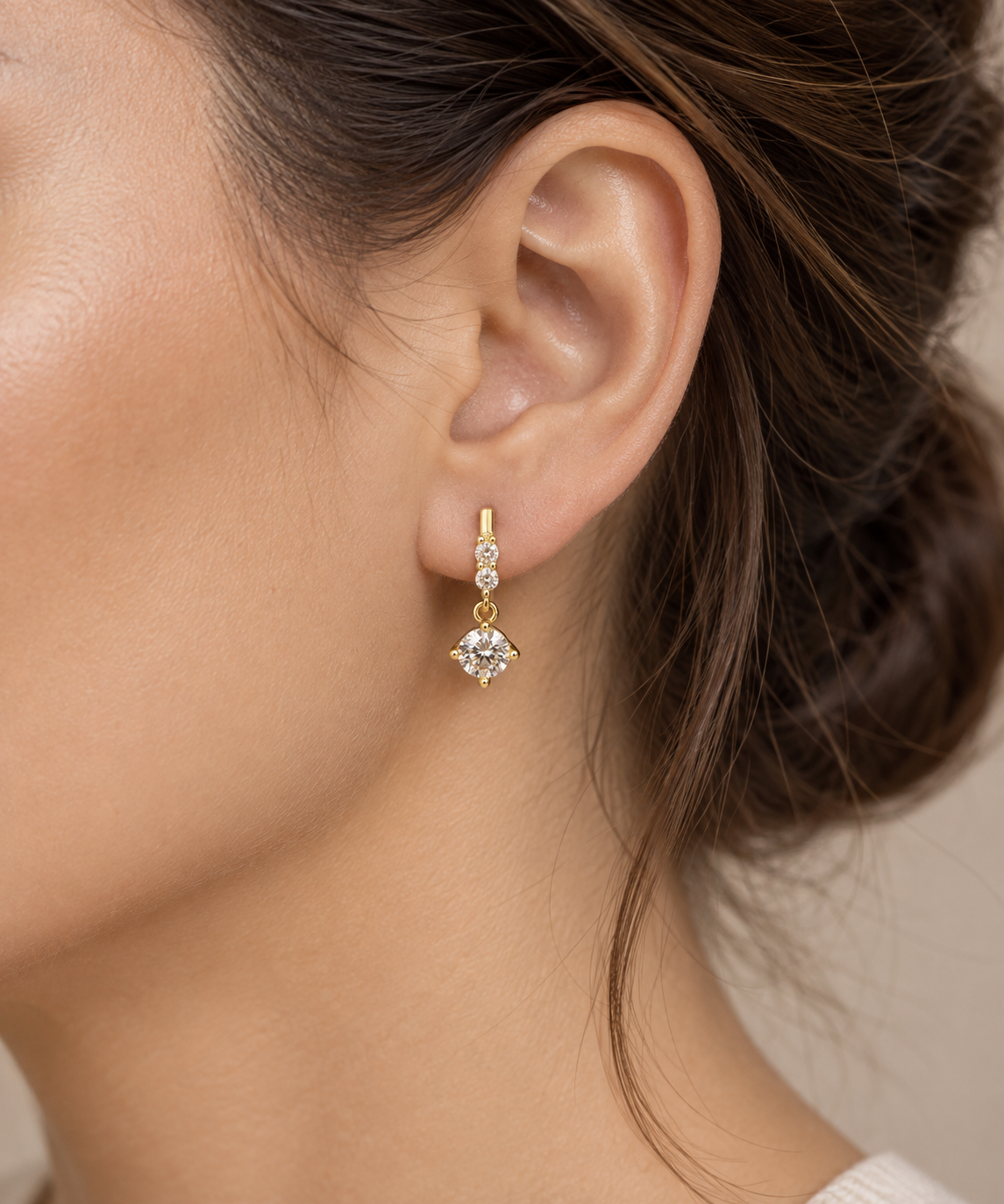 0.5 CT Moissanite Drop Earrings – Gold & Silver Tone, S925 Posts, D Color VVS1