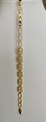 Gold Tone Clear Crystal Link Bracelet – Geometric Double Stone Statement Bracelet, Gift Ready 7077