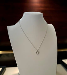 1 Carat Round Cut Moissanite Heart Pendant Necklace – Silver Tone Halo Necklace with GRA Certificate & Jewelry Box 7062