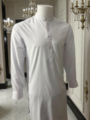 Afghan Parahan Tunban for Men – Premium Grace Fabric – White – X-Large