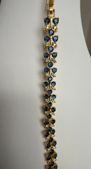 Sapphire Blue Butterfly Crystal Bracelet – Gold Tone Rhinestone Statement Jewelry 7081