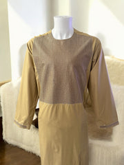 Afghan Parahan Tunban for Men – Beige Gold, XL (Defected Embroidery)