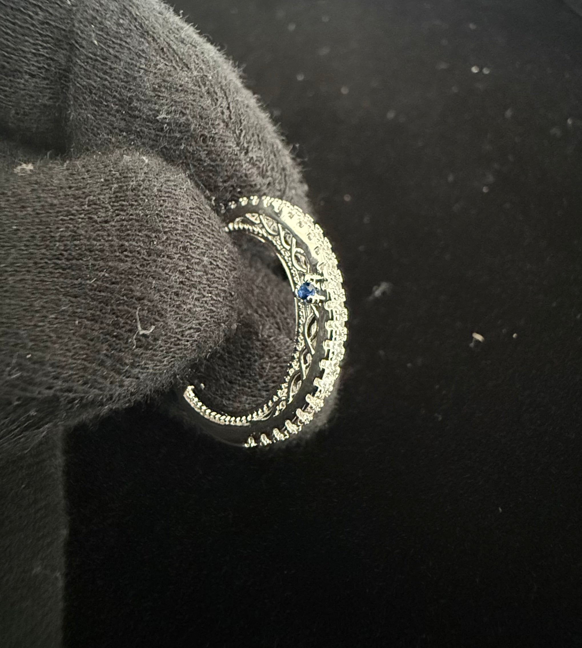 Size 5 Sterling Silver Cushion Cut Moissanite Bridal Ring Set | Infinity Twist Pavé Engagement & Wedding Band.  6011