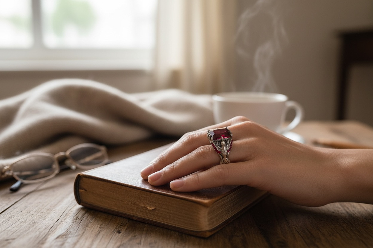 Ruby Red Turkish Eagle Ring – Ottoman Style Statement Ring