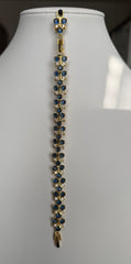 Sapphire Blue Butterfly Crystal Bracelet – Gold Tone Rhinestone Statement Jewelry 7081
