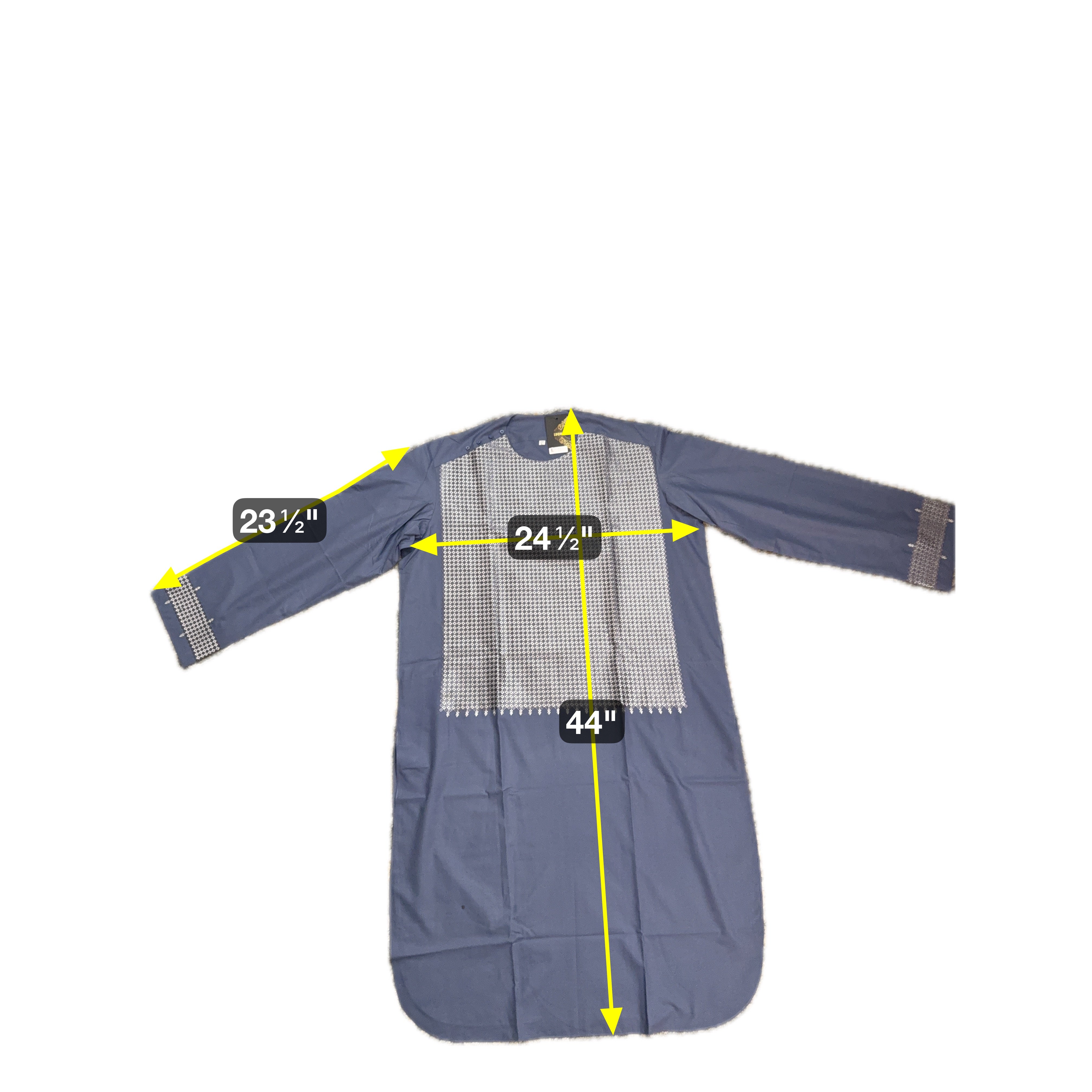 Men’s Navy Blue Parahan Tumban with White Embroidery Large