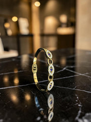 Gold-Tone Stainless Steel Evil Eye Bangle for Women 8024