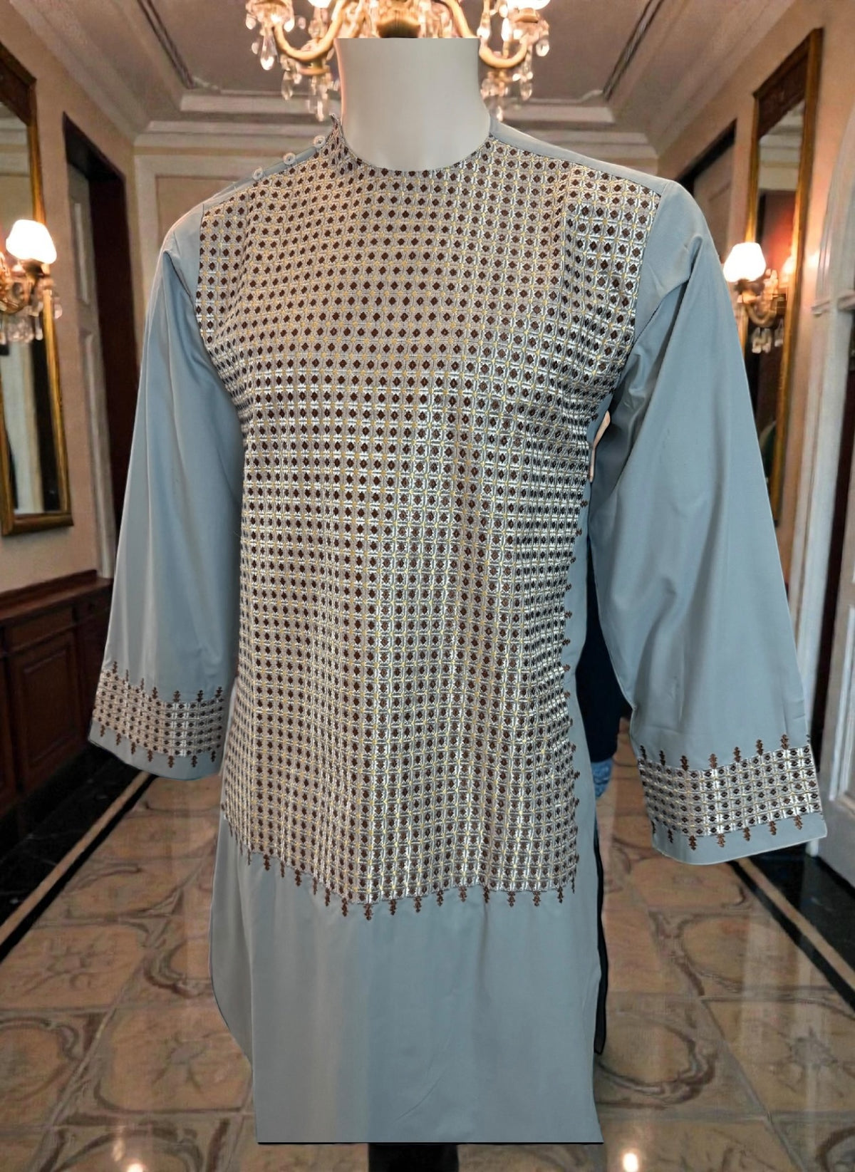 Embroidered Afghan Traditional Parahan Tunban Kameese Shalwar for Men – Small
