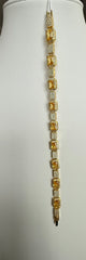 Golden Yellow Emerald-Cut Crystal Tennis Bracelet – Gold Tone Rhinestone Halo Statement Jewelry 7069