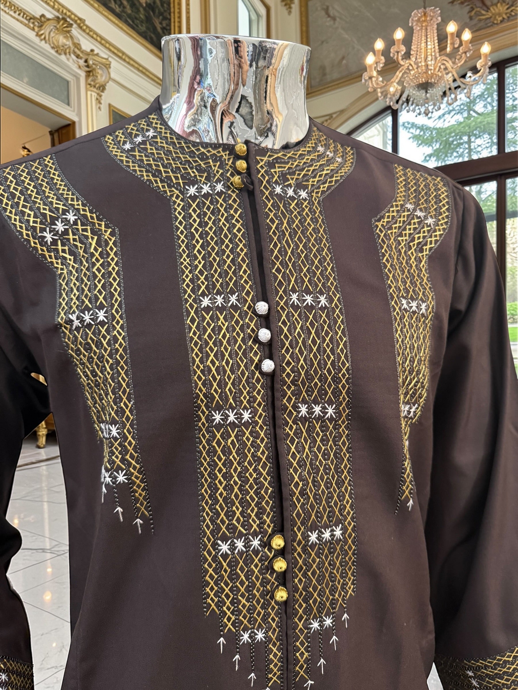 Hand Embroidered Afghan Parahan Tunban – Brown, Small to Extra Small
