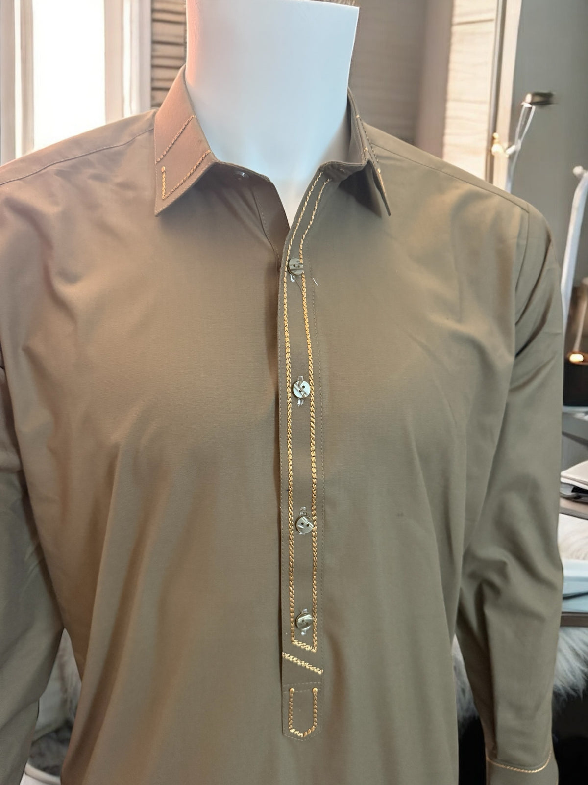 Afghan Parahan Tunban Kameese Shalwar Camel Gold Plain XL