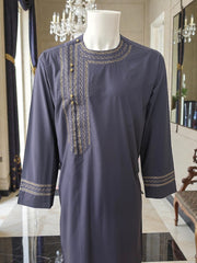 Large Hand-Embroidered Afghan Parahan Tunban – Charcoal Grey