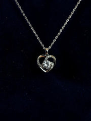 Silver Plated Double Heart Pendant Necklace for Women – Sparkling Zircon Love Necklace
