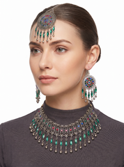 Afghan Jewelry for Women – Handmade Traditional Afghan Necklace & Earrings Set | Ethnic Bohemian Jewelry | Cultural Gift for Her