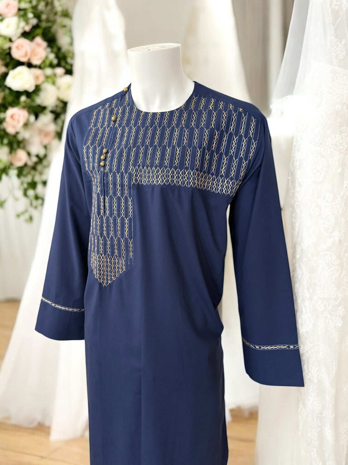 Small Afghan Parahan Tunban Hand Embroidered – Navy Blue (Last Piece)