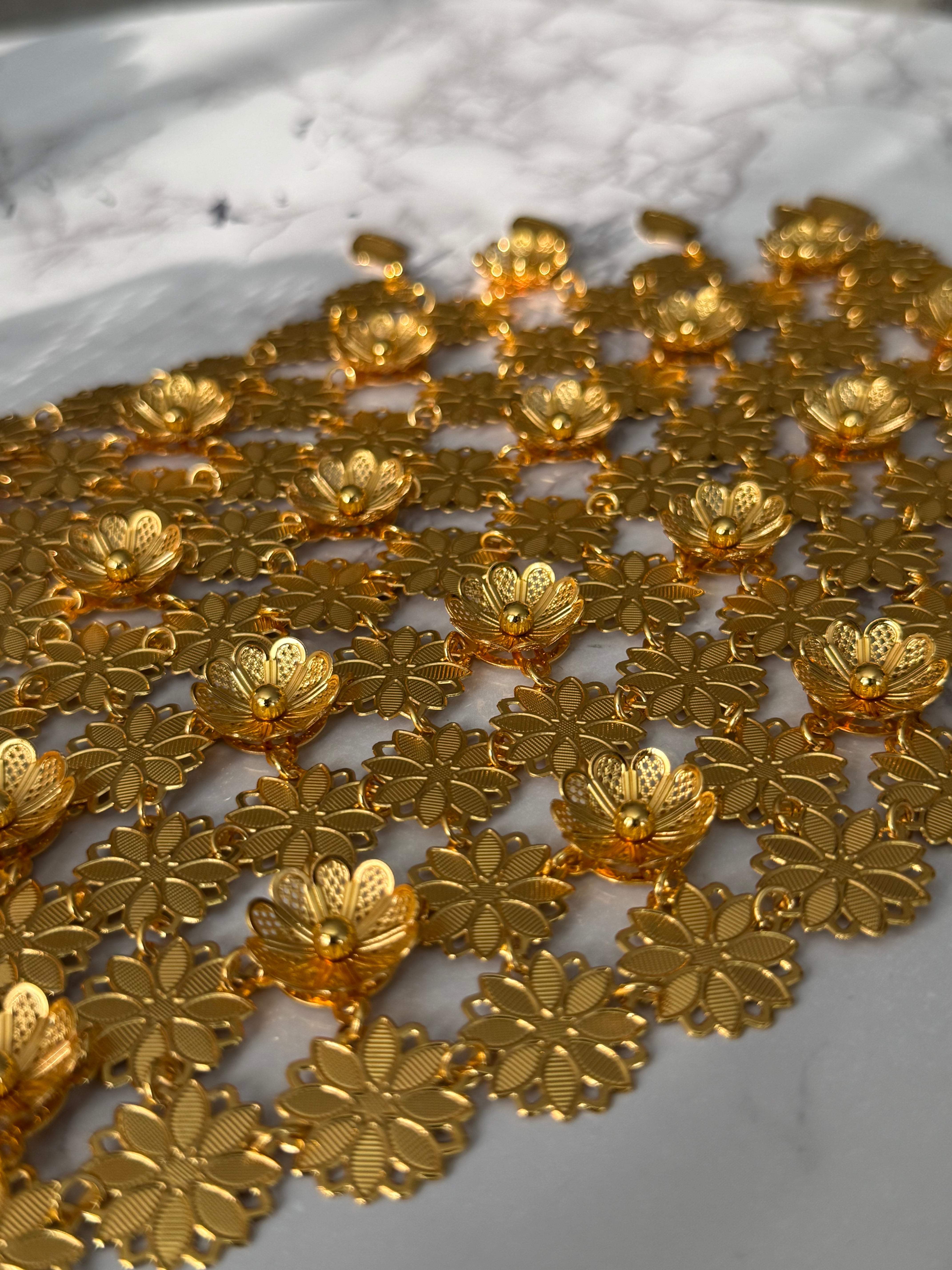 24K Gold-Plated Arab Middle Eastern Indian Pakistani Afghan Bridal Jewelry Set 038