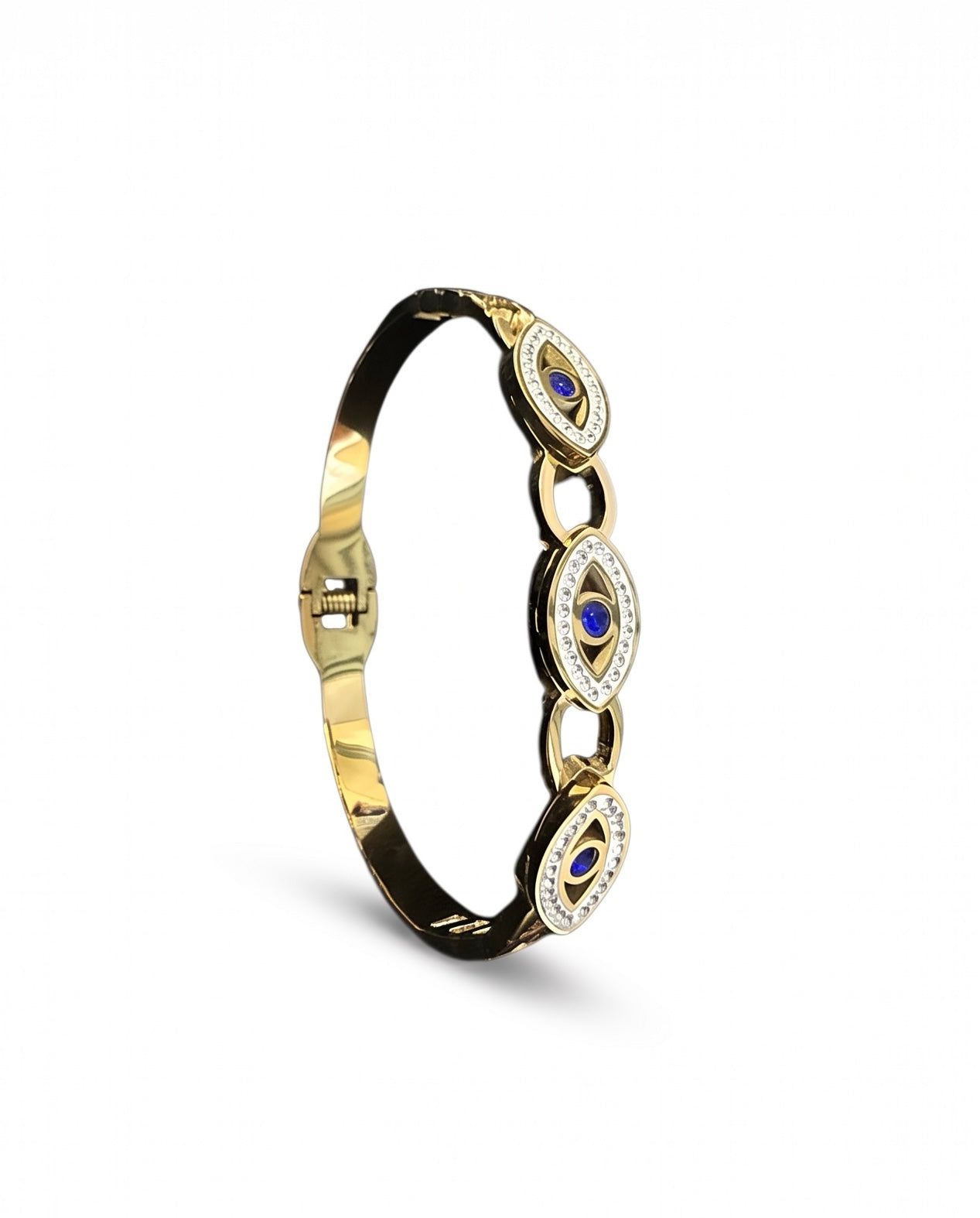 Gold-Tone Stainless Steel Evil Eye Bangle for Women 8024