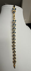Sapphire Blue Butterfly Crystal Bracelet – Gold Tone Rhinestone Statement Jewelry 7081