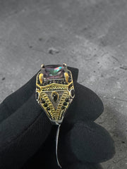 Turkish-Inspired Mystic Rainbow Zircon Men’s Ring – Vintage Ottoman Style Silver-Plated Statement Ring R2
