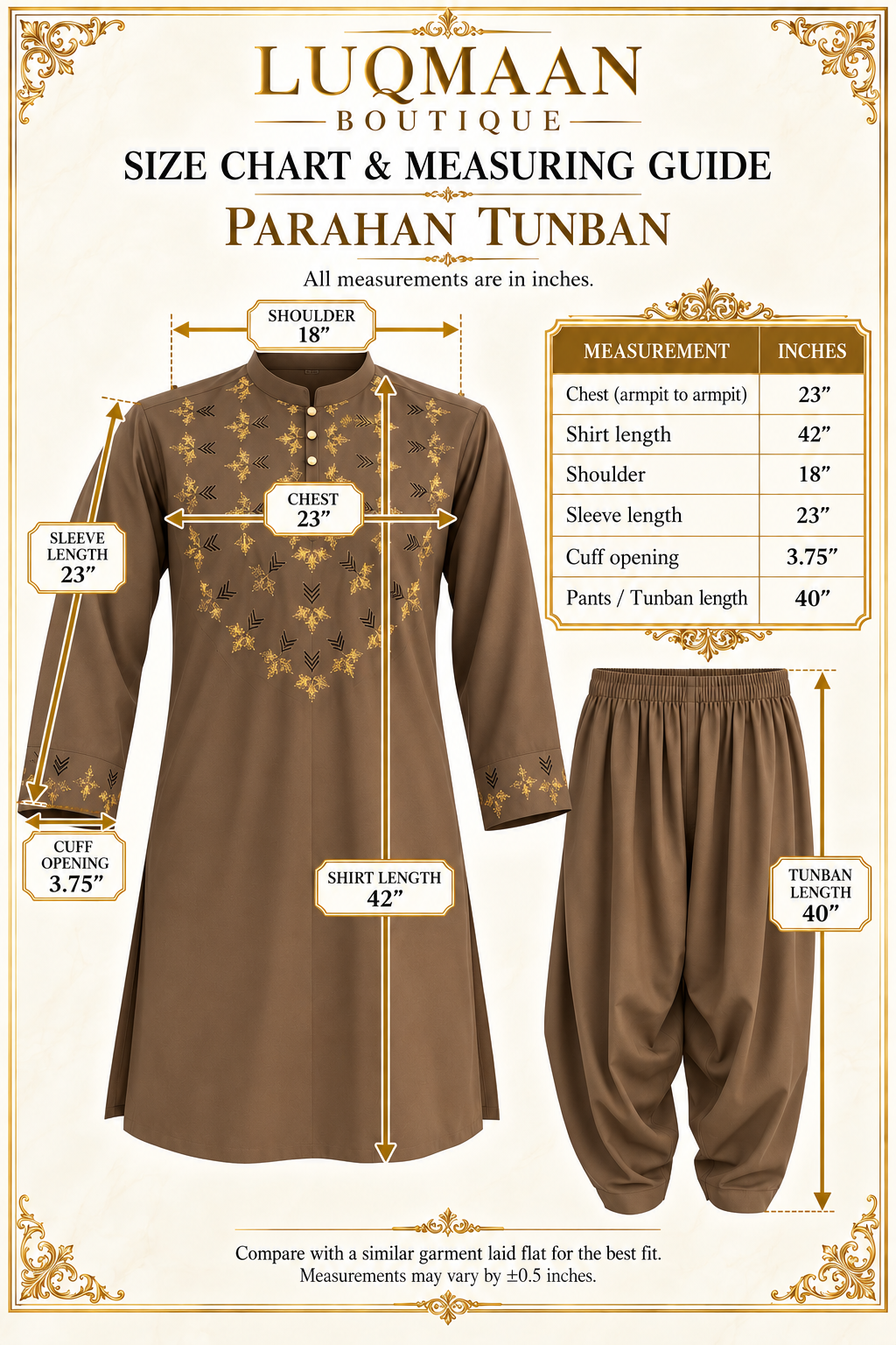 Men’s Brown Hand-Embroidered Designer Afghan Parahan Tunban Set 5034