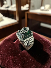 Luqmaan Jewelry Green Stone Ottoman Style Ring