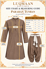 Brown Hand Embroidered Afghan Parahan Tunban – Closeout Sale, Minor Imperfections –