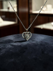 Heart Moissanite Necklace for Women – Genuine Moissanite Pendant, GRA Certificate Included, High-Quality Brass, Silver-Tone Chain, Gift Box Included 7057