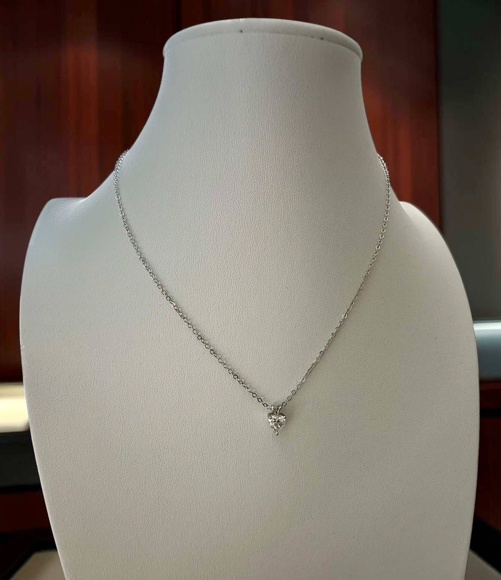 1 Carat Heart Cut Moissanite Pendant Necklace – Silver Tone Solitaire Necklace with GRA Certificate & Jewelry Box 7063
