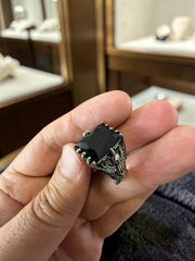 Midnight Black Turkish Eagle Ring – Vintage Ottoman Style Ring