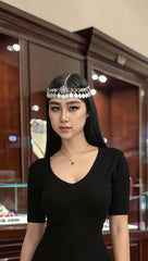 Silver-Tone Traditional Coin Headpiece for Women – Traditional Bridal Forehead Jewelry, Festival Head Chain 7001