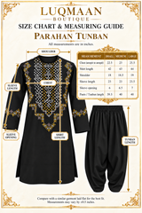 Black Hand-Embroidered Afghan Parahan Tunban with Mirror Work & Shawl