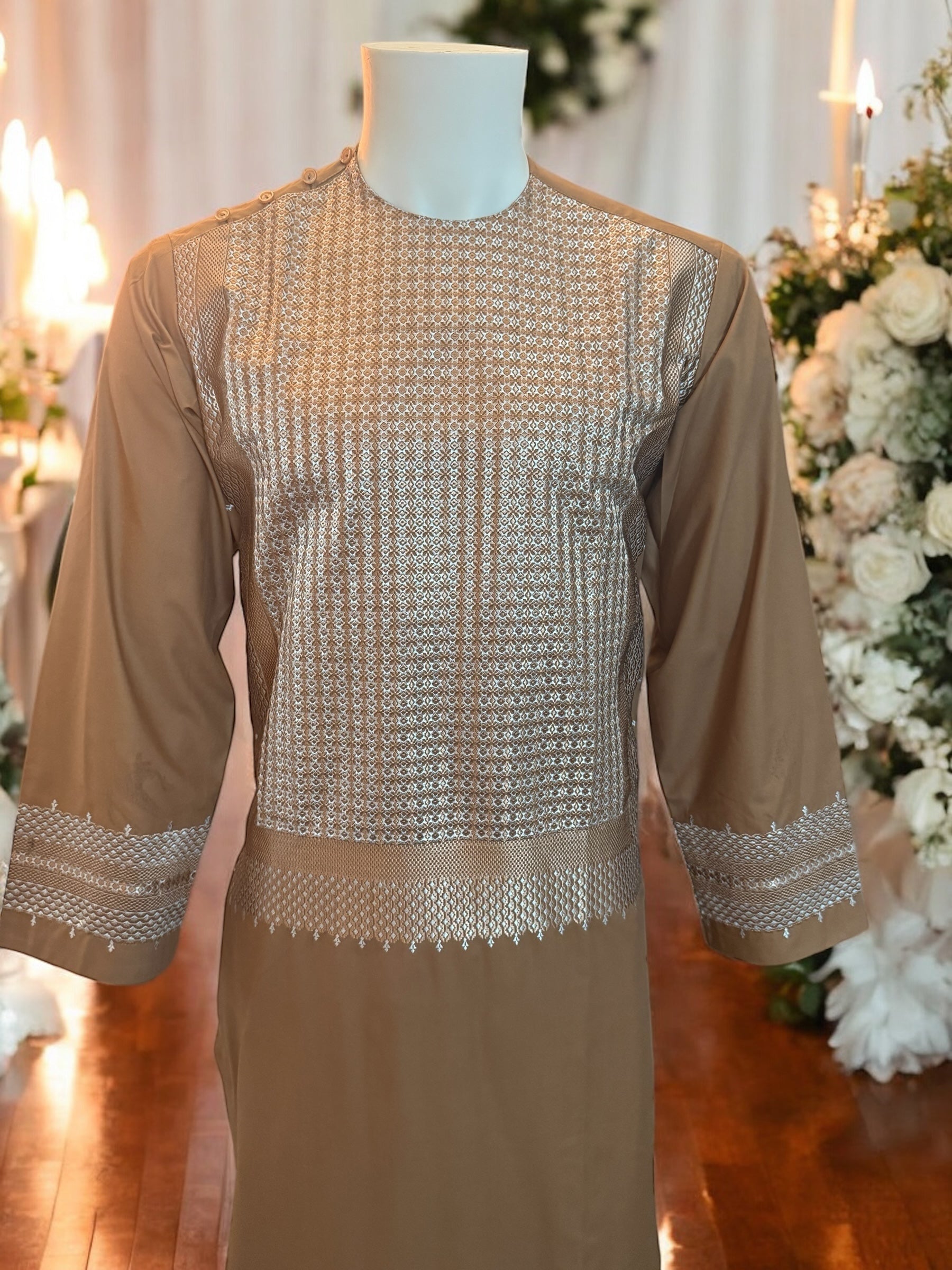 Afghan Parahan Tunban Kameese Shalwar Machine Khamakdozi Brown Small