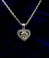 1 Carat Round Cut Moissanite Heart Pendant Necklace – Silver Tone Halo Necklace with GRA Certificate & Jewelry Box 7062