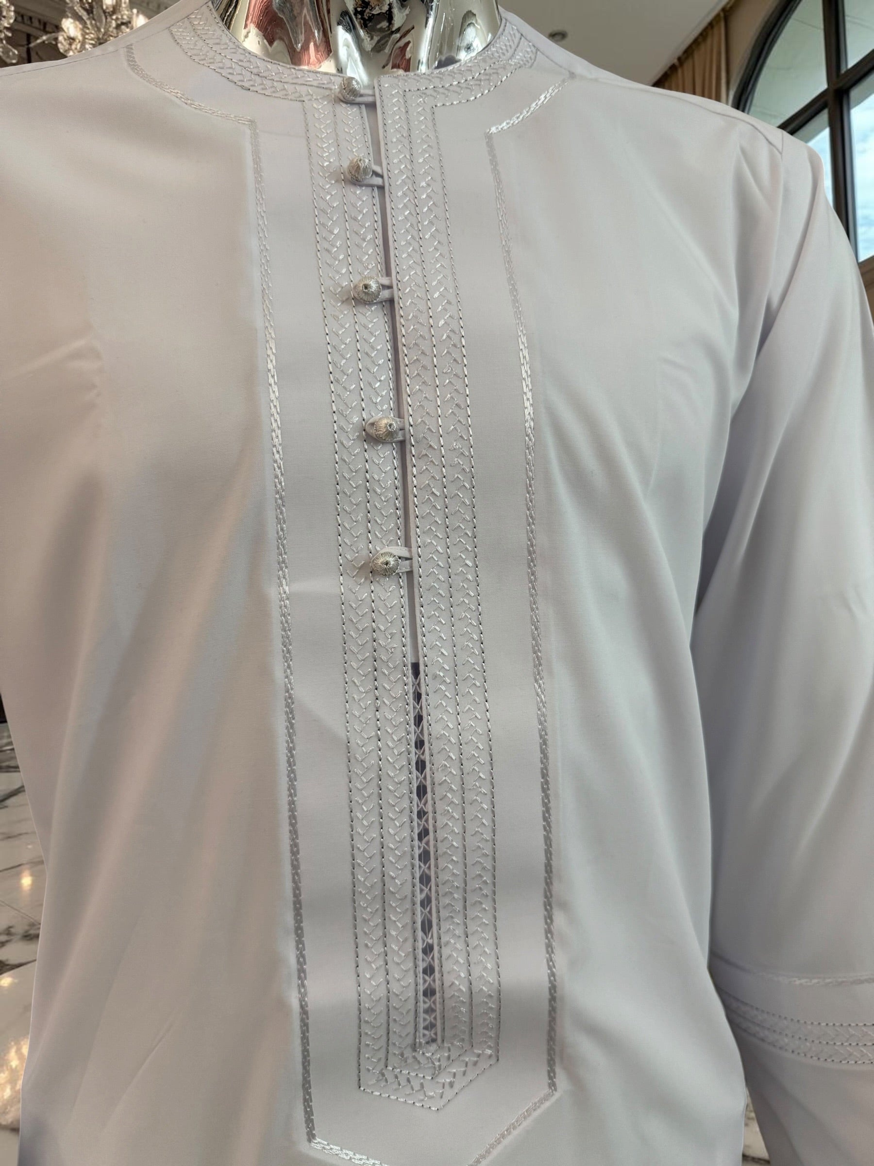 Men’s White Embroidered Afghan Parahan Tunban Set | Small–X-Large