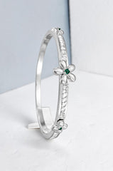Stainless Steel Floral Crystal Bangle Bracelet – Gold or Silver
