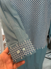 Teal Blue Afghan Parahan Tunban for Men with Machine Khamakdozi – X-Small