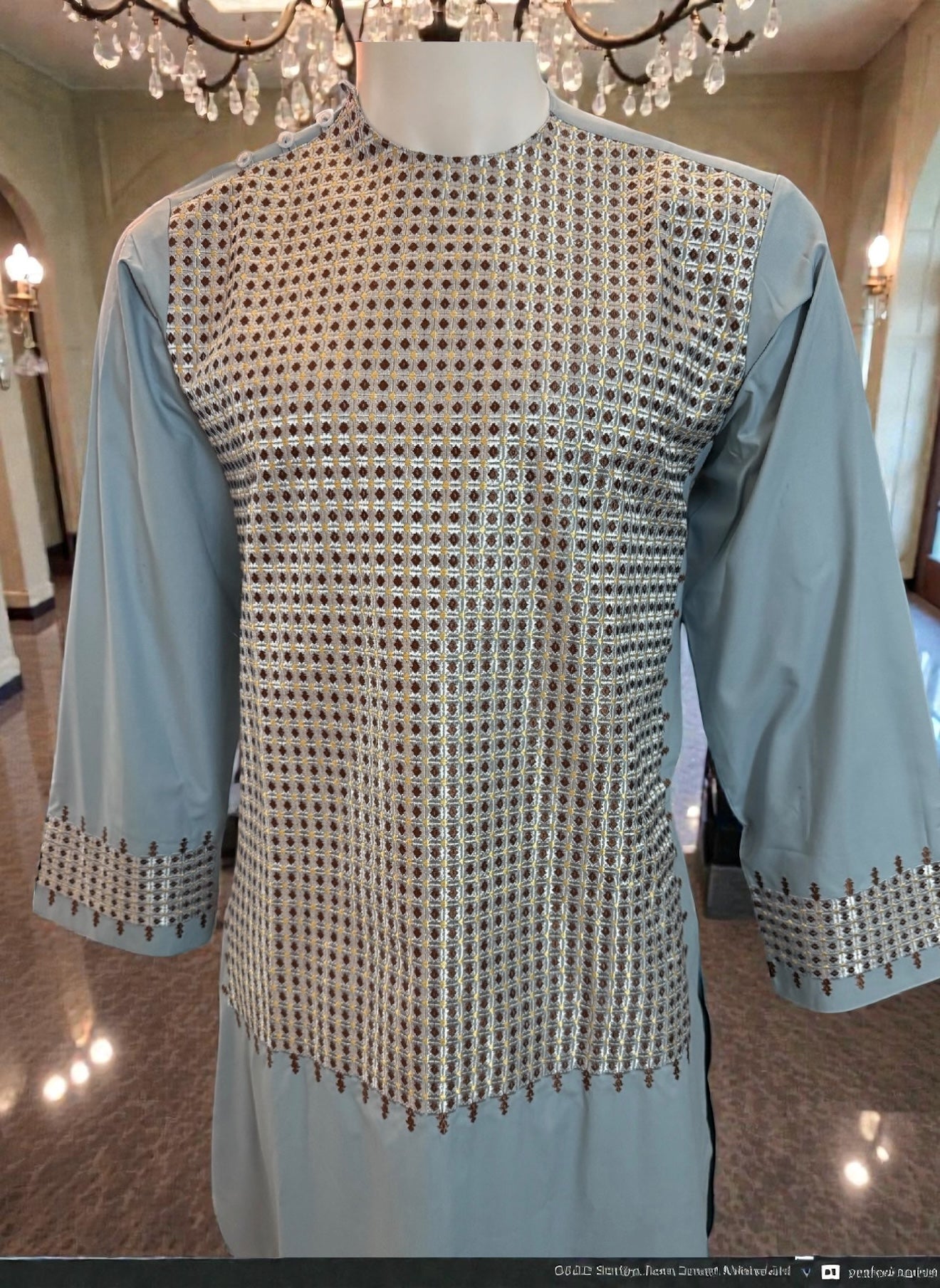 Embroidered Afghan Traditional Parahan Tunban Kameese Shalwar for Men – Small