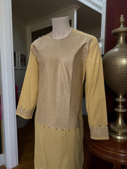 Men’s Beige Kameez with Black Embroidery